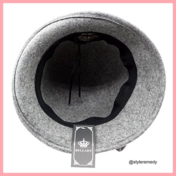 100% Wool Bucket Hat with Bow Accent and Drawstring Ribbon main image 5